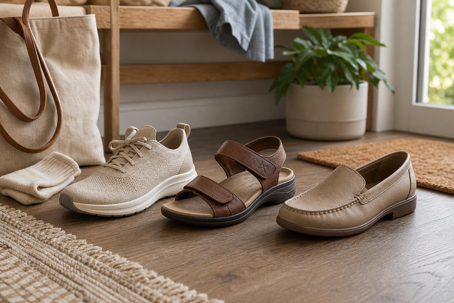 Best shoes for walking all day shown with supportive sneakers and walking sandals